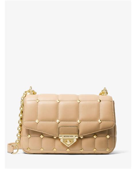 michael kors soho large studded quilted leather shoulder bag|SoHo Large Studded Quilted Signature Logo Shoulder Bag.